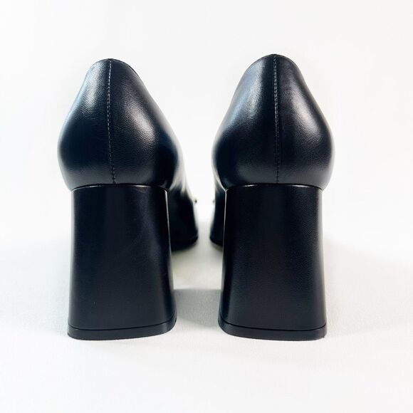 GUCCI Black Baby Bit Horsebit Square Toe Pump Size 40 US 10 Leather Block Heel - Picture 7 of 14